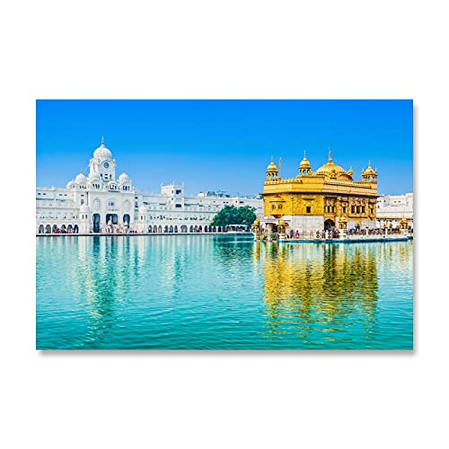 Golden Temple Amritsar Leinwand Wandkunst –Landschaftsbilder Auf Leinwand xxl-Panorama Leinwand Wandkunst Wohnzimmer Moderner Kunstdruck 80 x 120 cm Rahmenlos von Yjdppm