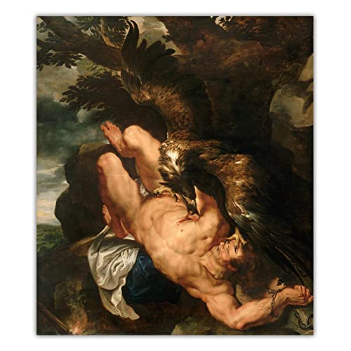 Religiöse Gemälde - Peter Paul Rubens - Reproduktion Druck auf Leinwand - Bild auf Leinwand - "Prometheus Bound" 70x84cm Rahmenlos von Yjdppm