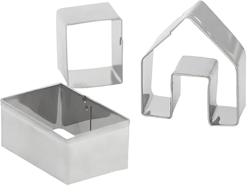 Lebkuchenhaus-Ausstechformen-Set Lebkuchenhaus-Ausstechformen-Set zum Selberbacken, kleines Lebkuchenhaus-Set, kleine Kekse, Weihnachtshaus-Backform, Backzubehör und Zubehör, 3-teilig von Yjemle