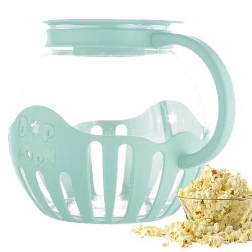Mikrowellen-Popcorn-Schüssel, Mikrowellen-Popcorn Aus Glas, Borosilikatglas 3-in-1 – Silikondeckel, Spülmaschinenfest, 2.1L Snack-Popcorn-Air-Poppers von Yjkedfh
