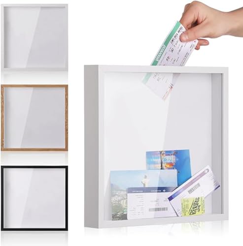 Yjkedfh Abenteuer Archivbox, 30x30cm Reise-Abenteuer-Archiv-Schattenbox Mit Slot, Bilderrahmen, Durchsichtige Spardose, Erinnerungsrahmenboxen Für Andenken Für Wand- Und Tischdekoration von Yjkedfh