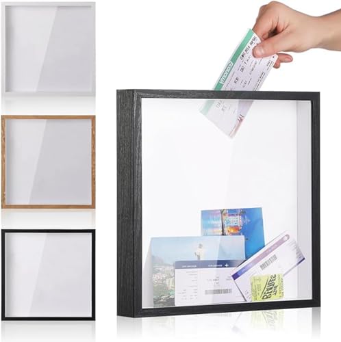 Yjkedfh Abenteuer Archivbox, 30x30cm Reise-Abenteuer-Archiv-Schattenbox Mit Slot, Bilderrahmen, Durchsichtige Spardose, Erinnerungsrahmenboxen Für Andenken Für Wand- Und Tischdekoration von Yjkedfh