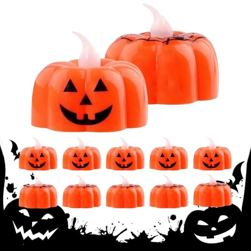 Yjkedfh Flackernde | Flackernde Halloween Kürbis,12 Stück Halloween LED Für Hochzeit Thanksgiving Weihnachtsfeier von Yjkedfh