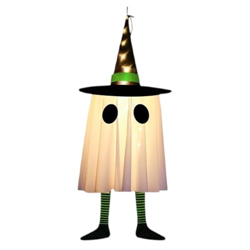 Yjkedfh Halloween Baumdekoration - Leuchtende Geisteranhänger Mit Hexenhut Für Baum - Gruselige Spukhaus Deko, Festtagsschmuck Für Fenster Wand Tür Wohnzimmer Gartenbereich Yjkedfh Halloween Baumdekoration - Leuchtende Geisteranhänger Mit Hexenhut Für Baum - Gruselige Spukhaus Deko, Festtagsschmuck Für Fenster Wand Tür Wohnzimmer Gartenbereich von Yjkedfh