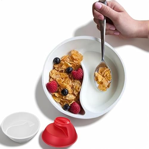 Yjkedfh No Soggy Cereal Bowl, Müslischale Mit Separater Milch, Multifunktions-Müslischale Mit Getrennten Fächern, Anti Soggy Cereal Bowls, Divided Cereal Bowl, Für Snack-Milch-Topping-Joghurt von Yjkedfh