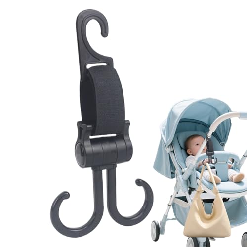 Yjkedfh Taschenhaken Für Kinderwagen, Kinderwagen Aufhänger für Windeltaschen und Organizer Haken, Rutschfeste Multifunktionale Aufhänger Drehbare Doppel Sitzrücken Organizer Für Kopfstütze Handtasche von Yjkedfh