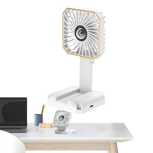 Yjkedfh Tragbarer Handventilator - Tragbarer faltbarer persönlicher Halsventilator - 3-stufiger Luftkühler mit Handyhalter für Unterwegs von Yjkedfh