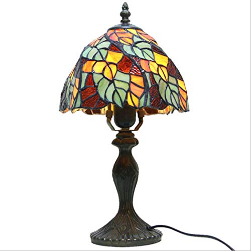 Tiffany Style Schreibtischlampe in handgefertigten Glasmalerei Tischlampen Breite 8-Zoll-Höhe 17-Zoll für antike Schreibtisch-Schlafzimmer-Nachttischlampen mit Legierungsunterseite,E27 (20 * 42CM) von Yjmgrowing