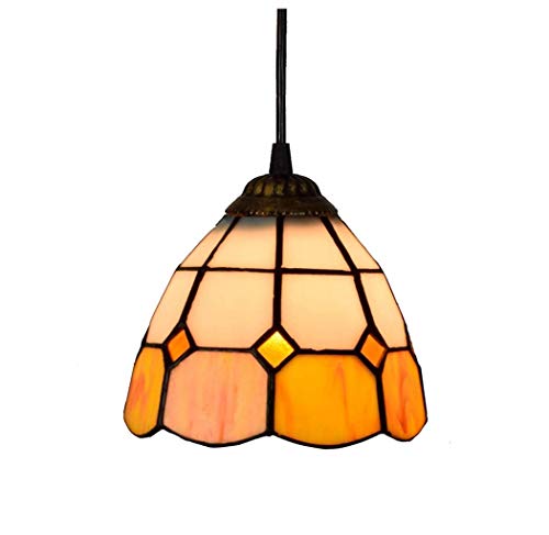 Yjmgrowing 6 Zoll Mini Tiffany-Art-hängende Deckenleuchten Retro orange Buntglas-Pendelleuchte für Restaurant Flur Küche Bar Hängebeleuchtungskörper,220V, E27,40W (15 × 90 cm) von Yjmgrowing