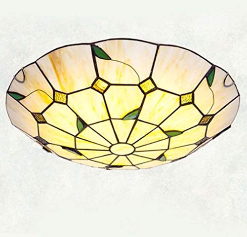 Yjmgrowing LED-Unterputz-Deckenleuchte im Pastoralstil in Tiffany Style Glasmalerei Deckenleuchten in 12 Zoll / 16 Zoll / 20 Zoll Wohnzimmer Schlafzimmer Deckenbeleuchtung,LED-Chip,Warm Light,12inch von Yjmgrowing