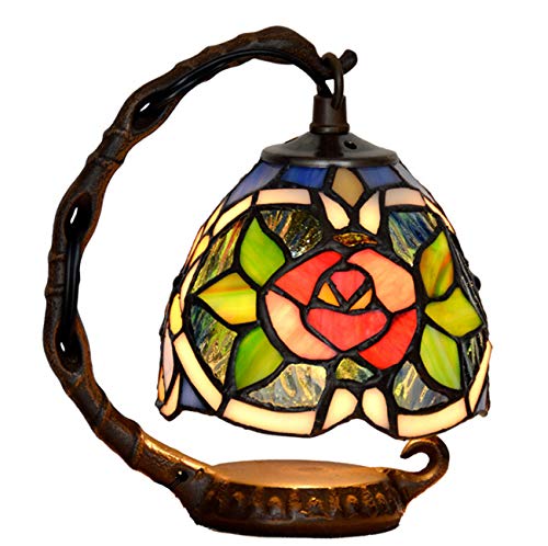 Yjmgrowing Retro Tiffany Stil Glasmalerei Blume Kleine Glocke Tischlampe Mit Metallfuß Für Schlafzimmer Nacht Kunst Beleuchtung, E12(Lampen Nicht enthalten) von Yjmgrowing