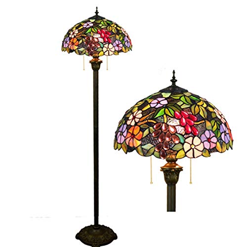 Yjmgrowing Tochange Tiffany Stil Glasmalerei Stehlampe, Retro Traube Blume Dekoration Stehendes Licht Für Wohnzimmer, 110 V-240 V (Glühbirnen Nicht Inbegriffen) von Yjmgrowing