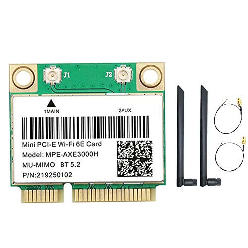 Yklhsocneg -AXE3000H WiFi-Karte + Doppelantenne WiFi 6E 2400Mbps Mini PCI-E für BT 5.2 802.11AX 2.4G/5G/6Ghz WLAN-Netzwerkkarte Yklhsocneg -AXE3000H WiFi-Karte + Doppelantenne WiFi 6E 2400Mbps Mini PCI-E für BT 5.2 802.11AX 2.4G/5G/6Ghz WLAN-Netzwerkkarte von Yklhsocneg
