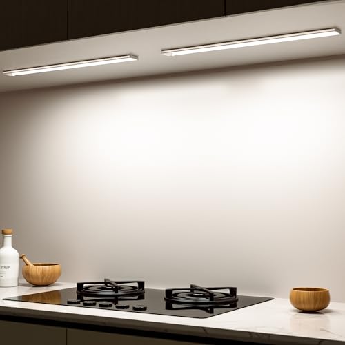 Schrankbeleuchtung LED mit Bewegungsmelder, 41CM 2800mAh Unterbauleuchte Küche LED Aufladbar, Dimmbar Kaltweiß Schrankleuchte Lichtleiste Nachtlicht für Küche Kleiderschrank Schrank Korridor 2 Stück von Ylatoial