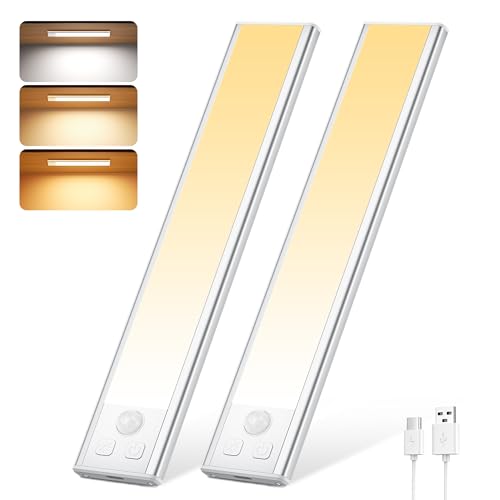 Schrankbeleuchtung LED mit Bewegungsmelder 20.5CM, 2 Stück Unterbauleuchte Küche 3 Farben Dimmbar, USB-C Wiederaufladbar Schrankleuchte Lampe Akku Nachtlicht für Kleiderschrank Treppe Schlafz Korridor Schrankbeleuchtung LED mit Bewegungsmelder 20.5CM, 2 Stück Unterbauleuchte Küche 3 Farben Dimmbar, USB-C Wiederaufladbar Schrankleuchte Lampe Akku Nachtlicht für Kleiderschrank Treppe Schlafz Korridor von Ylatoial