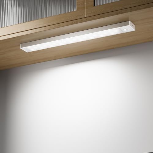 Schrankbeleuchtung Unterbauleuchte Küche LED 3Farbmodi 3000K/4000K/6500K,23cm 2Stück Dimmbar mit Bewegungsmelder Innen,LED Leiste Lampe Ohne Bohren USB Kabellos für Kleiderschrank/Treppe/Vitrinen/RV von Ylatoial
