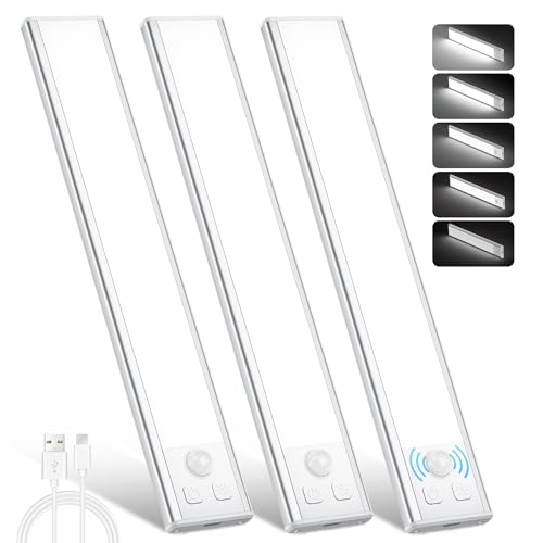 Unterbauleuchte Küche LED 20.5CM, Schrankbeleuchtung mit Bewegungsmelder Warmweiß USB Wiederaufladbar Nachtlicht Stufenlose dimmbare Unterbauleiste für Weinschrankleuchte Eingangsflur Gang, 3 Stück Unterbauleuchte Küche LED 20.5CM, Schrankbeleuchtung mit Bewegungsmelder Warmweiß USB Wiederaufladbar Nachtlicht Stufenlose dimmbare Unterbauleiste für Weinschrankleuchte Eingangsflur Gang, 3 Stück von Ylatoial