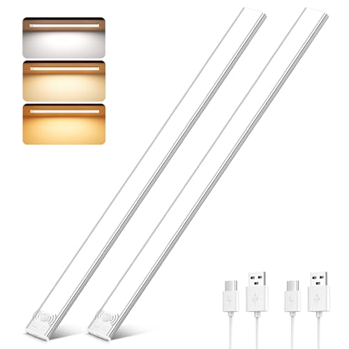 Unterbauleuchte Küche Led 60CM, 5000mAh Led Schrankbeleuchtung mit Bewegungsmelder 3 Farben Dimmbar Schranklicht Batterie kabellos Nachtlicht LED Leiste für Küche Badezimmer Schlafzimmer 2 Stück Unterbauleuchte Küche Led 60CM, 5000mAh Led Schrankbeleuchtung mit Bewegungsmelder 3 Farben Dimmbar Schranklicht Batterie kabellos Nachtlicht LED Leiste für Küche Badezimmer Schlafzimmer 2 Stück von Ylatoial