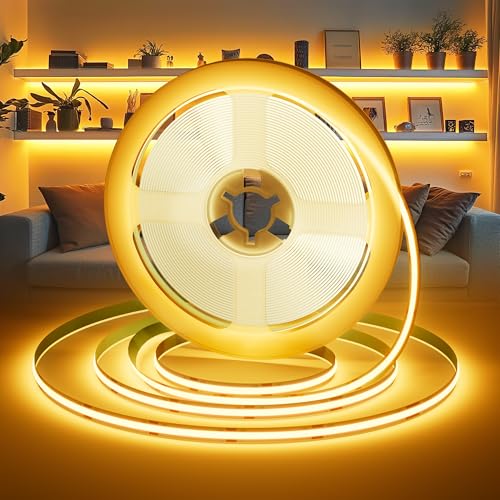 Ylatoial COB LED Streifen 5m 2700K Warmweiß Dimmbar mit Fernbedienung Selbstklebend 24V 36W LED TV Beleuchtung Superhell LED TV Beleuchtung Ideal für Küche, Wohnzimmer, Treppen Ylatoial COB LED Streifen 5m 2700K Warmweiß Dimmbar mit Fernbedienung Selbstklebend 24V 36W LED TV Beleuchtung Superhell LED TV Beleuchtung Ideal für Küche, Wohnzimmer, Treppen von Ylatoial