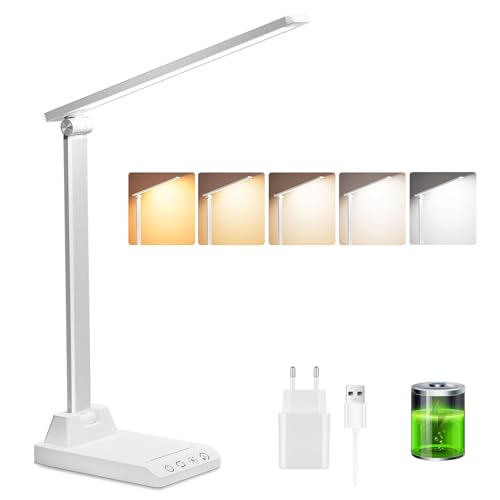 Ylatoial Schreibtischlampe LED Dimmbar, LED Tischlampe Kabellose mit 2500 mAh Akku, 5 Farben und 10 Helligkeitsstufen, USB Anschluss, Timer, Touch Steuerung, Schreibtischlampe Kinder für Lektüre Büro Ylatoial Schreibtischlampe LED Dimmbar, LED Tischlampe Kabellose mit 2500 mAh Akku, 5 Farben und 10 Helligkeitsstufen, USB Anschluss, Timer, Touch Steuerung, Schreibtischlampe Kinder für Lektüre Büro von Ylatoial