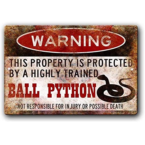 Anjoes Ball Python Schild, lustige Metallschilder, Ball Python Zubehör, Schlange Warnschild Aluminium Metallschild 20,3 x 30,5 cm von Ylens