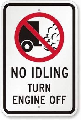 Anjoes Garage Decor Schild No Idling - Turn Engine Off (mit No Idling Graphic) Sicherheitsschild Vorsicht Warnschild Blech Metall Dekoschild 20,3 x 30,5 cm von Ylens