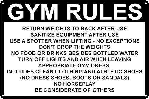 Anjoes Sicherheitsschild Sicherheit 20,3 x 30,5 cm Blechschild Dekor Straßenwarnung Gym Rules Return Gewichte Rack After Use Sanitize von Ylens