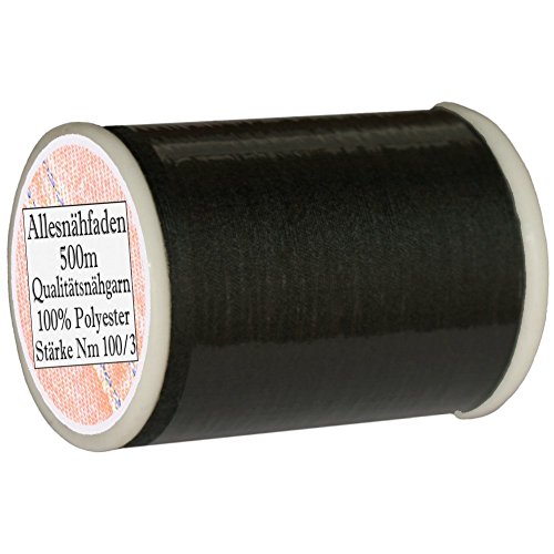 1 Stück Spule a. 500 m Qualitäts - Nähgarn Allesnähfaden schwarz, Nm 100/3, 100% Polyester für die Nähmaschine, 2919 von Yline