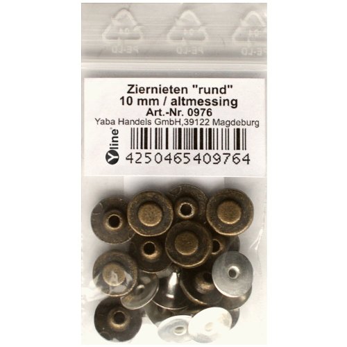 10 Ziernieten altmessing, Metallnieten Zier-, Schmuck-, Leder-. Metall- Niet Nieten, 0976 von Yline