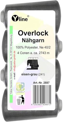 4 Stück Spulen Overlock - Nähgarn, eisen - grau, a. 2743 m, NE 40/2, 100% Polyester, Nähfaden, Nähmaschinen Garn, (0,01 € / 10 m), 2887 4 Stück Spulen Overlock - Nähgarn, eisen - grau, a. 2743 m, NE 40/2, 100% Polyester, Nähfaden, Nähmaschinen Garn, (0,01 € / 10 m), 2887 von Yline