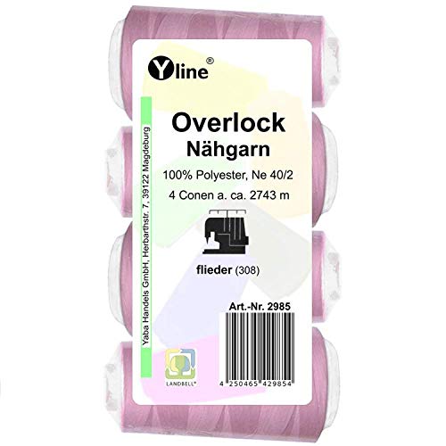 4 Stück Spulen Overlock - Nähgarn, Flieder, a. 2743 m, NE 40/2, 100% Polyester, Nähfaden, Nähmaschinen Garn, 2985 von Yline