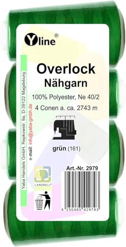 4 Stück Spulen Overlock - Nähgarn, grün, a. 2743 m, NE 40/2, 100% Polyester, Nähfaden, Nähmaschinen Garn, (0,01 € / 10 m), 2979 4 Stück Spulen Overlock - Nähgarn, grün, a. 2743 m, NE 40/2, 100% Polyester, Nähfaden, Nähmaschinen Garn, (0,01 € / 10 m), 2979 von Yline
