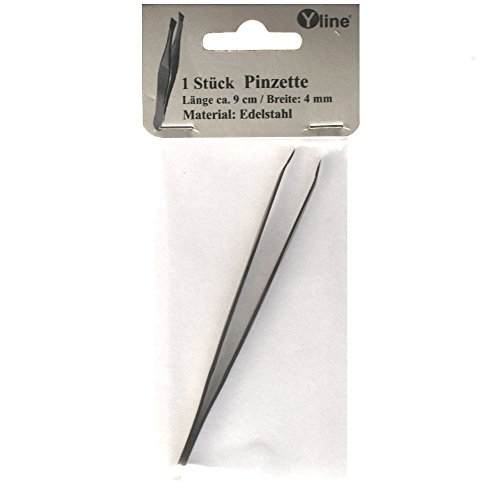 Yline 1 Stück Pinzette, Edelstahl, Länge ca. 9 cm im SB-Pack, 0343-SI von Yline