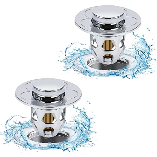 2 Stück Waschbeckenstöpsel(34-40mm),Waschbeckenstöpsel Sieb Mit 2 Dichtungen, für Spülbecken Badewanne Waschtisch(Silber) von Ylinwtech