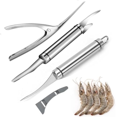 3 Stück Shrimp Peeler,Prawn Peeler,5 In 1 Multifunctional Shrimp Line Fish Maw Knife,Garnelenschäler aus Edelstahl,für Garnelen Zubehör Wie Garnelen und Fisch von Ylinwtech