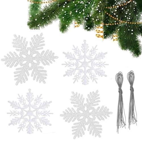 30Stück Schneeflocken Weihnachten Deko,Weihnachtsbaum Deko Weiß,zum Dekorieren von Weihnachtsbäumen und Fenster,mit Schnur,Premium Kunststoff von Ylinwtech