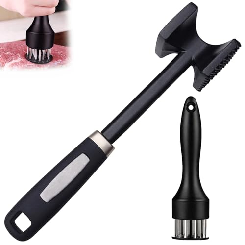 Ylinwtech 2 PCS Steak Fleisch Hammer,Meat Tenderiser Set,Fleischklopfer,Doppelseitig Antihaft Schnitzelklopfer,Fleischhammer mit Rutschfestem Griff von Ylinwtech