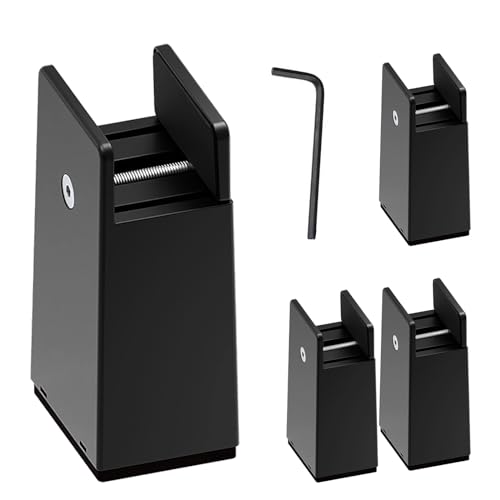 Ylinwtech 4 Stück Möbelerhöhung 100mm hoch,Sofaerhöher,Robuste Betterhöher,Verstellbare TischerhöHung Mit Schraubklemme,Tischerhöher für Sofa Schreibtisch Schrank(Schwarz Mit 6-Winkelschlüssel) von Ylinwtech