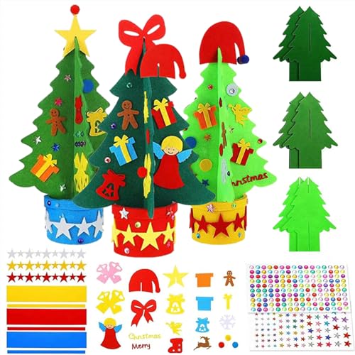 Ylinwtech Weihnachtsbaum Bastelsets Filz,DIY Filz Weihnachtsbaum für Kinder,Kinder Bastelset Weihnachtsbaum Filz,Festliche Kreativsets und Bastelbedarf zum Basteln und Dekorieren von Ylinwtech