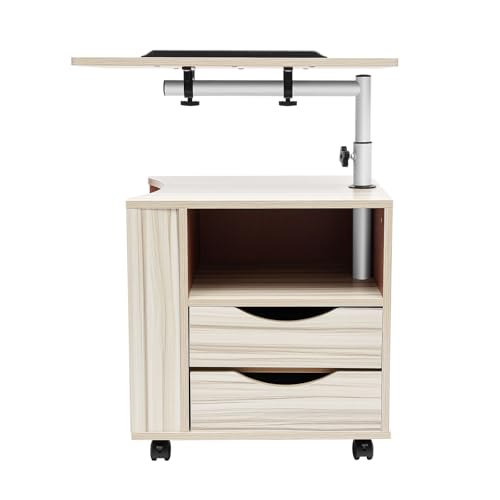 Nachttisch Funktioneller Drehbarer Verstellbarem Mobil Schlafzimmer Nachtkommode KäStche Offenem MöBel Kaffee Tisch Kommode Hubtisch Holz Laptoptisch,zwei unabhängige Schubladen,Einstellbares Design,Q von YlluySmn