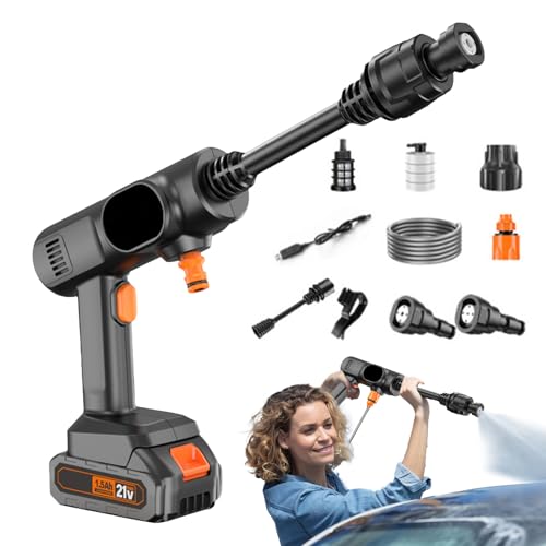 Ylnailky Akkubetriebene Hochdruckreiniger,Hochdruck-Schlauchanschluss | 2 Stufen Einstellbare Handbrause für Auto Terrasse Fassade Betonauffahrt von Ylnailky