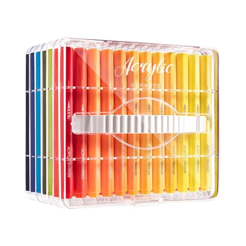Ylnailky Akrylmalstifte - 60 Farben Acrylstifte für Textilien und Papier - Waschbares Malzubehör Für Leinwand Glas Metall Papier Textilien Stein Holz von Ylnailky