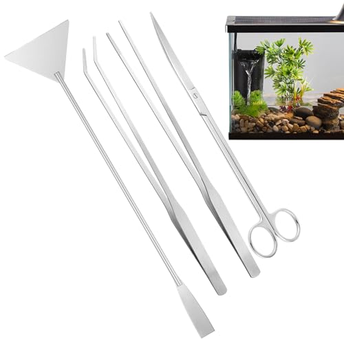 Ylnailky Aquarium Werkzeuge | Terrarium Pflanzen Scheren Set - Rostfreies Spatel Schere Kit Zubehör Für Bepflanzung Pflege Paludarium von Ylnailky