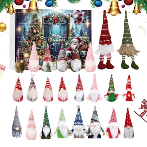 Ylnailky Christmas Countdown Ornament | Acrylic Advent Gnome Countdown Calendar - 24 Tage Festliche Deko Mit Gnomen Figuren Für Familie Kinder Büro Zuhause Jugendliche Mädchen Schreibtisch Wand Deko von Ylnailky