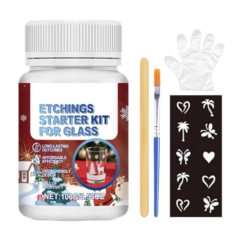 Ylnailky Glasätzen -Kit - Kunst Ätzen -Kit Für Glas - Langlebige Bastelmaterialien Für Künstler Anfänger Studenten Party Hochzeit Feiertag Zuhause Klassenzimmer Dekoration Spiegel von Ylnailky