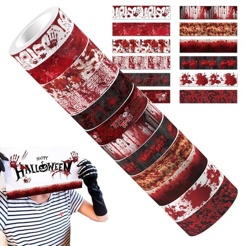 Ylnailky Halloween Aufkleber | Durchsichtige Gruselige Halloween Aufkleber Rolle - 5M Blutig Haftende Scrapbooking Für Kinder Erwachsene Gläser Tassen Computer Laptops Türen Und Basteln von Ylnailky
