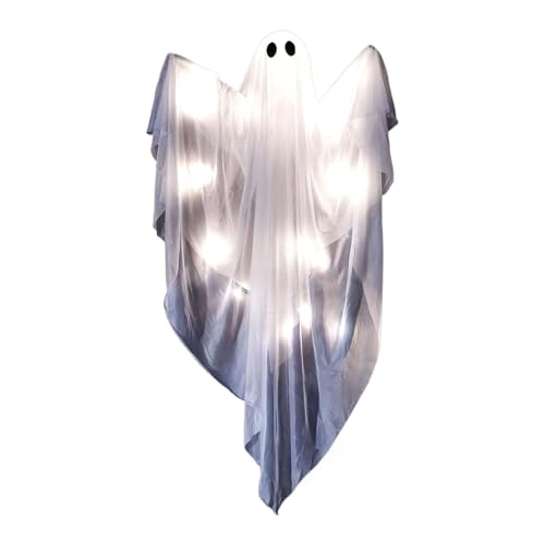 Ylnailky Halloween Geisterdekoration,Halloween Dimmbare Leuchtgeister Dekoration - Gruselig Süße Dekofiguren Mit Licht Und Sound Zum Aufhängen Für Draußen Fenster Haus Tür Garten Party Nacht von Ylnailky