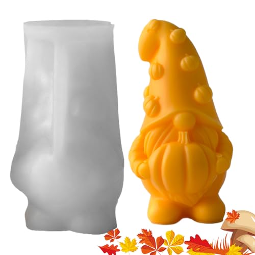 Ylnailky Halloween Keksformen - 3D Kürbis Gnom Form,Herbstgnom Backform für Kuchenlolli Seifenguss Fondant Deko Zapfenkerze von Ylnailky