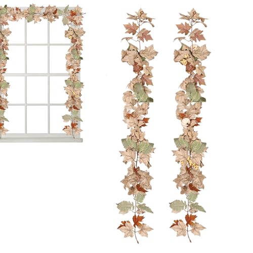 Ylnailky Herbstblattgirlande, 180 cm/6 Fuß Herbstranken mit künstlichem Laub, Künstliche Laubgirlande, Bauernhaus-Herbst-Kaminsims-Dekoration, Party-Dekoration für Fenster, Kamin, Haustür Ylnailky Herbstblattgirlande, 180 cm/6 Fuß Herbstranken mit künstlichem Laub, Künstliche Laubgirlande, Bauernhaus-Herbst-Kaminsims-Dekoration, Party-Dekoration für Fenster, Kamin, Haustür von Ylnailky