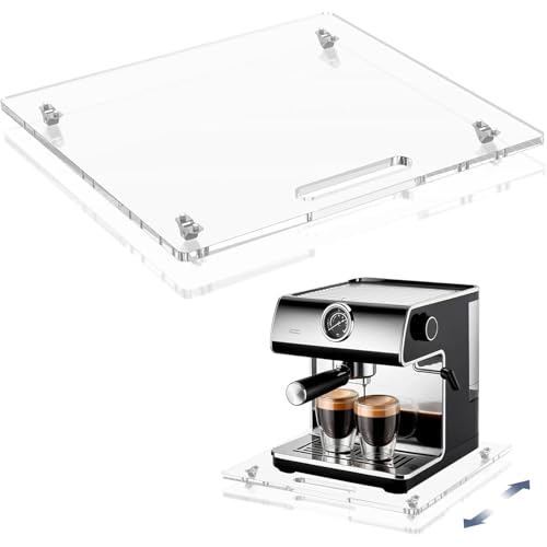 Ylnailky Kaffeevollautomat Schiebeschiene Für Arbeitsplatte,Ausziehbares Acryl Tablett Mit Gummirädern | 36x33cm Rollbrett Haushaltsküchenmaschinen Organizer Für Mixer Thekenplatte von Ylnailky